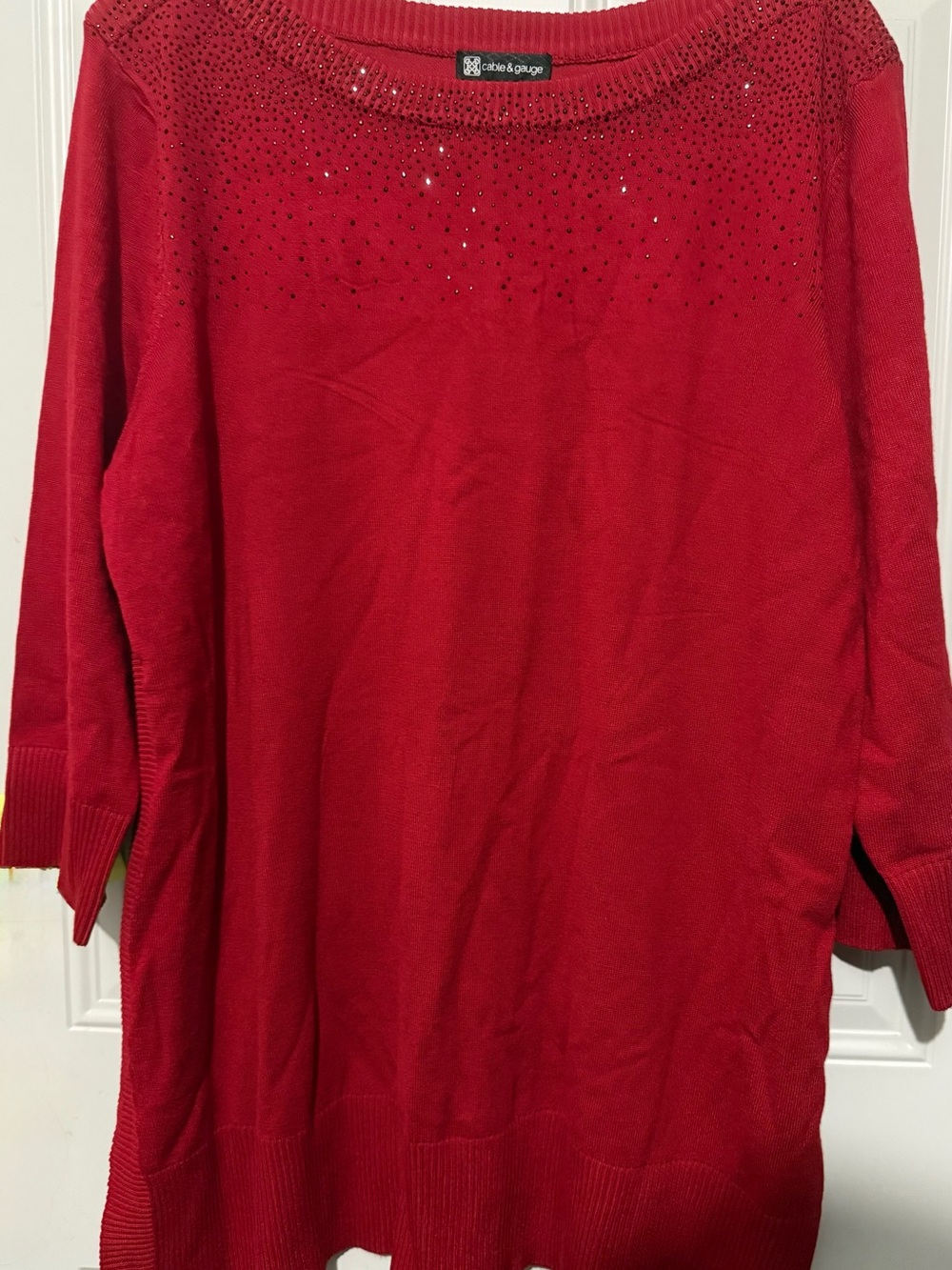 Cable & Gauge Red Rhinestone Knit Tunic